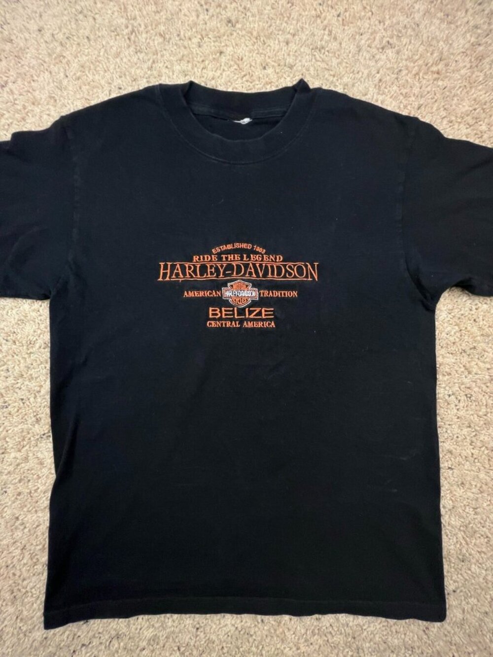 Harley Davidson Black Belize Central America T-Shirt No Tag Motorcycles Top